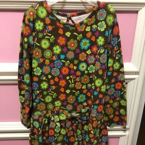 Brown long sleeve fall flower dress- girls 4t